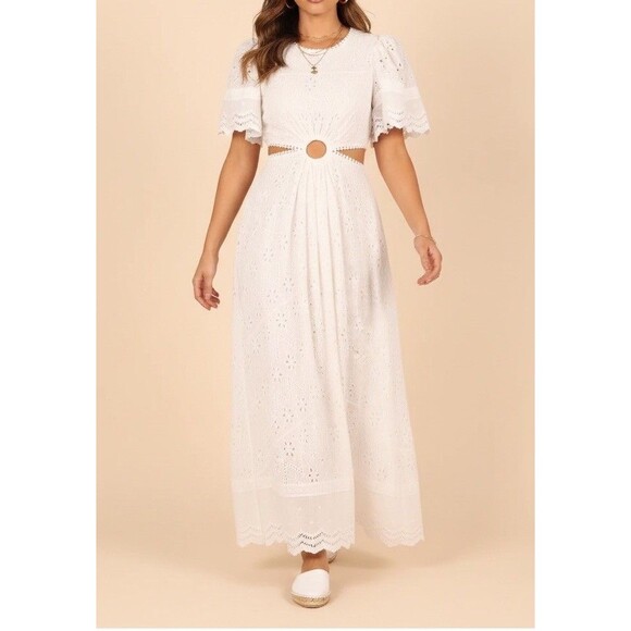 Mable Dresses & Skirts - Mable White Merletto Eyelet Cut Out Maxi Dress - Medium NWOT